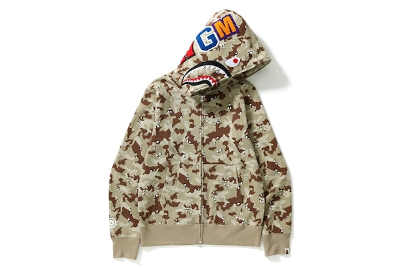 BAPE Desert Camo Shark Full Zip Hoodie Beige