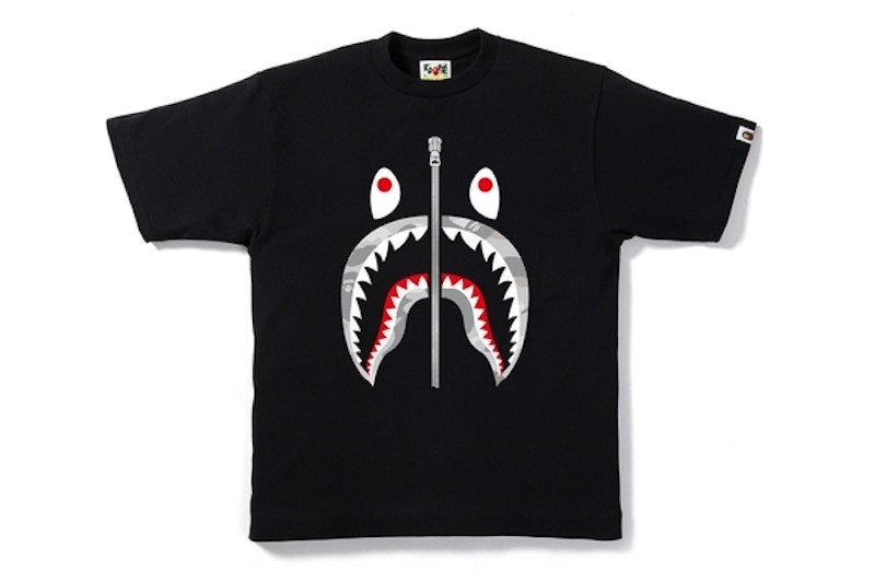 BAPE Dot Camo Shark Tee Black/Silver