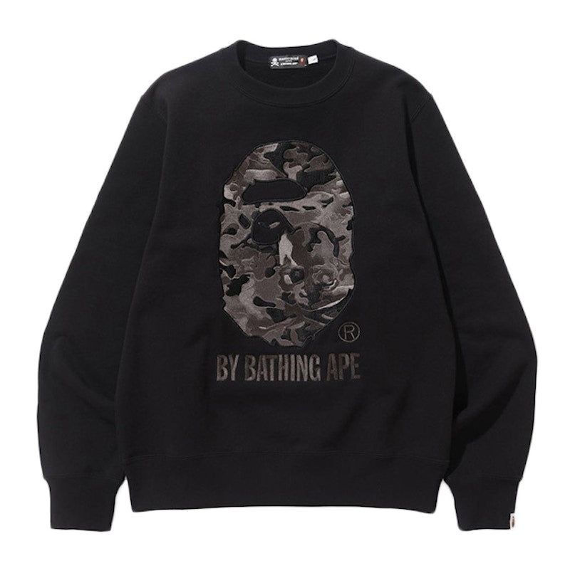 BAPE X Mastermind Japan Embroidered Apehead and Skull Crewneck Sweatshirt Black