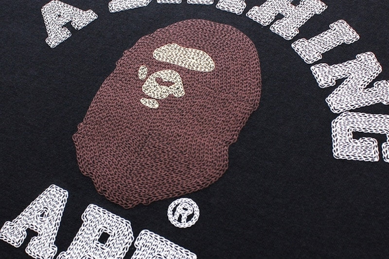 BAPE Embroidery Style College Tee Black