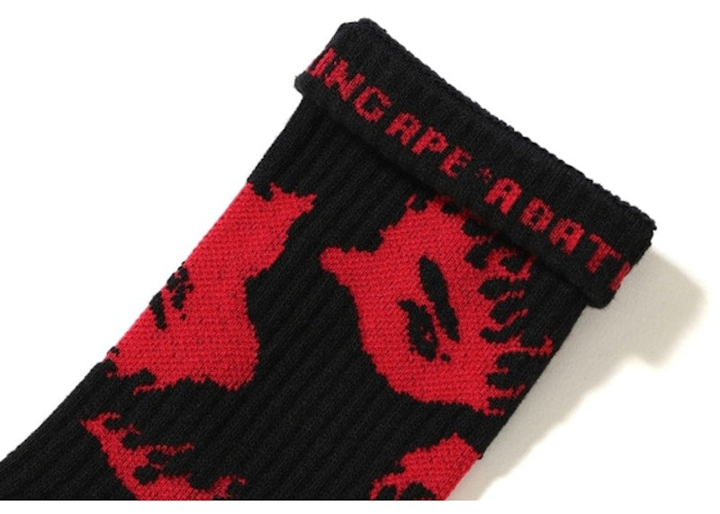 BAPE Fire Pattern Socks Black