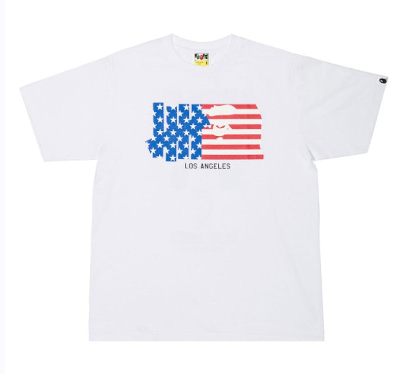 BAPE X Undefeated;Mr Cartoon Flag Tee White