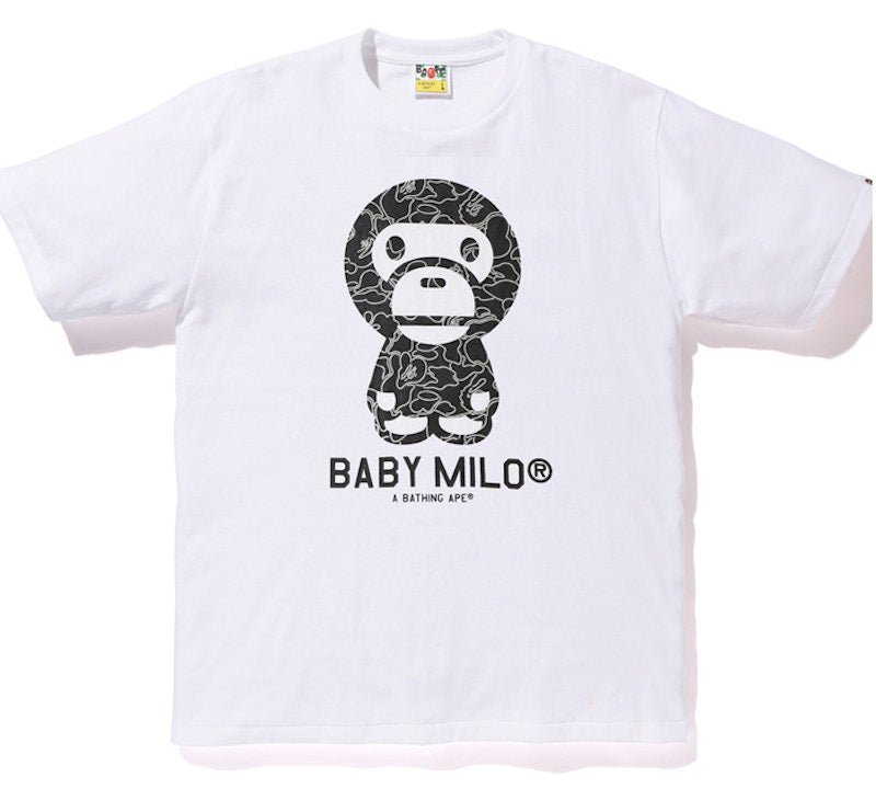 BAPE Foil Neon Camo Baby Milo Tee White/Silver