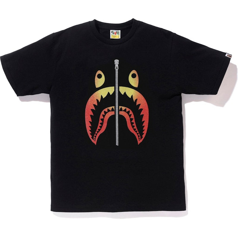 BAPE Glass Beads Gradation Shark Tee Black/Red