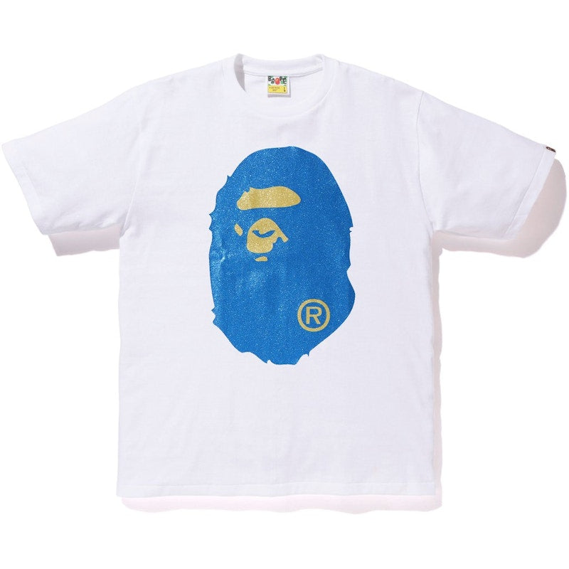BAPE Glitter Big Ape Head Tee White/Blue