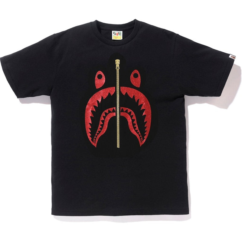 BAPE Glitter Shark Tee Black/Red