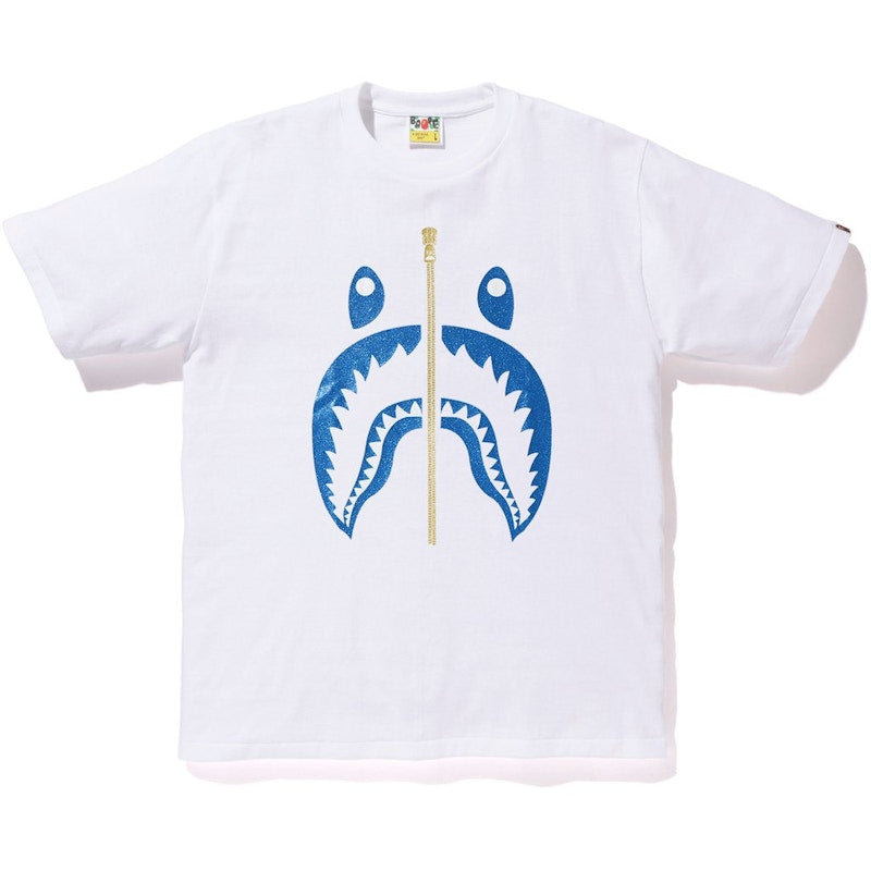 BAPE Glitter Shark Tee White/Blue