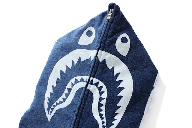 BAPE Indigo Shark Full Zip Hoodie Indigo