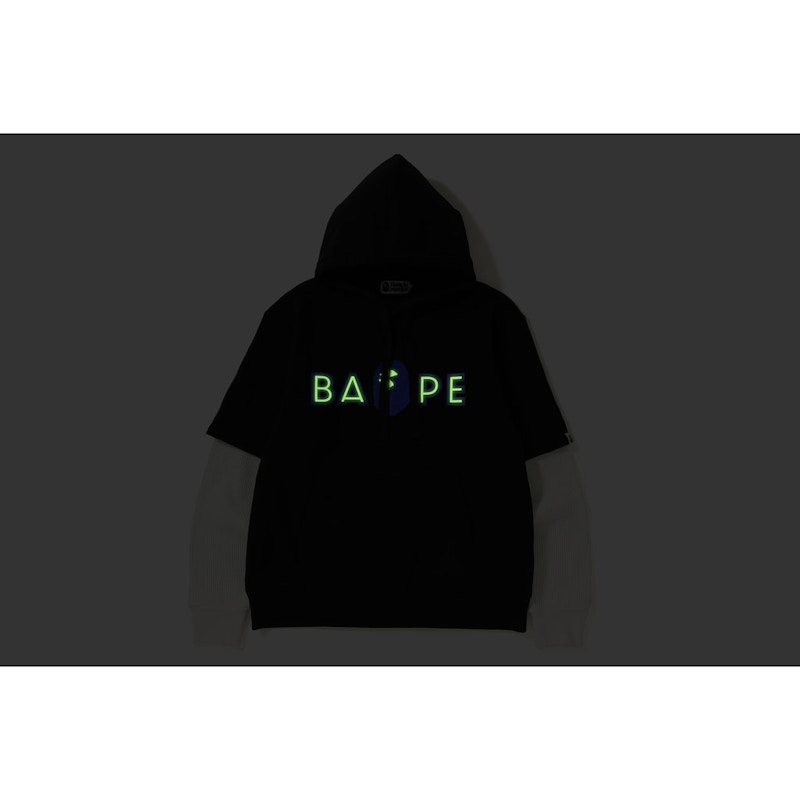 BAPE Layered Mad Face Wide Pullover Hoodie Black