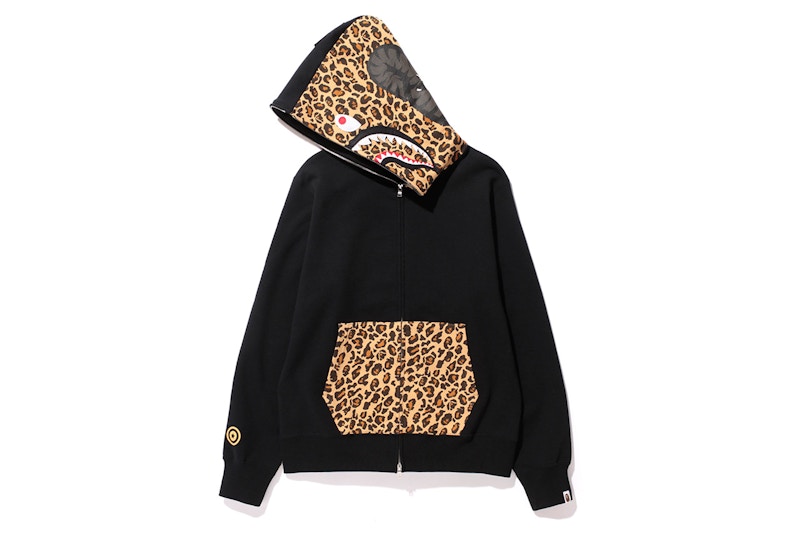 BAPE Leopard Camo NW20 Full Zip Shark Hoodie Black/Tan