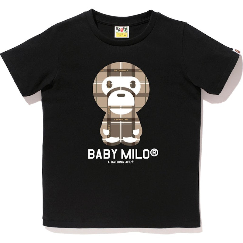 BAPE Logo Check Baby Milo Tee Black/Beige