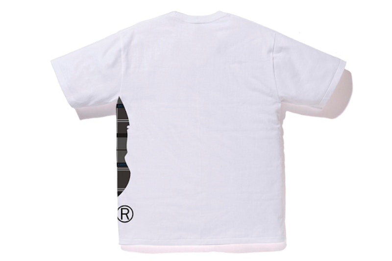 BAPE Logo Check Side Big Ape Head Tee Whtie/Black