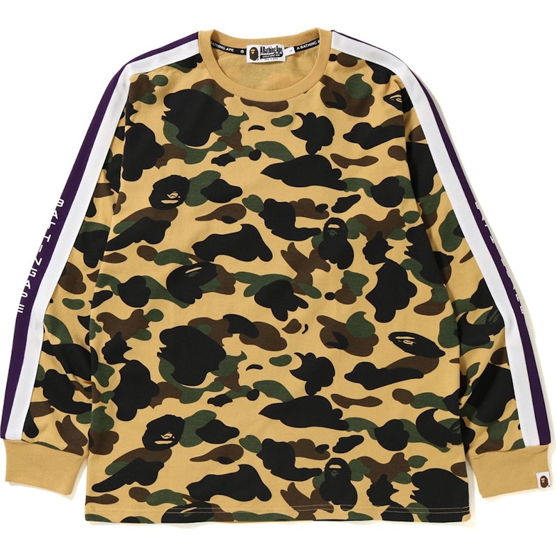BAPE Logo Tape 1st Camo Long Sleeve Tee Yellow