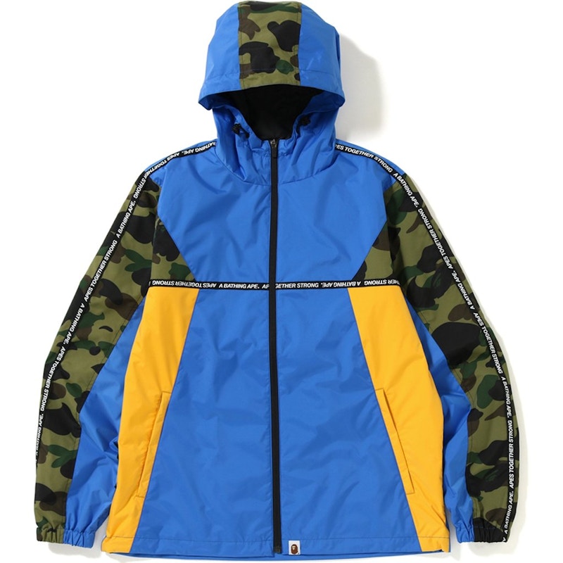 BAPE Logo Tape Hoodie Jacket Blue