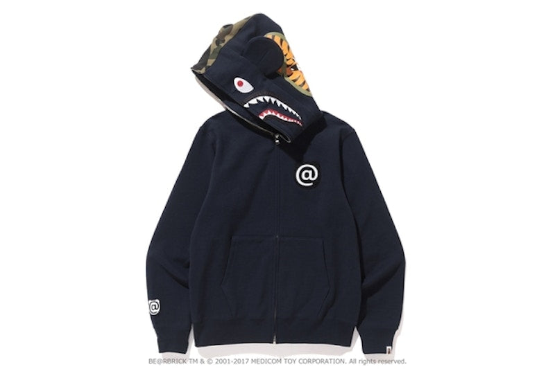 BAPE Medicom Toyshark Bear Full Zip Hoodie Navy