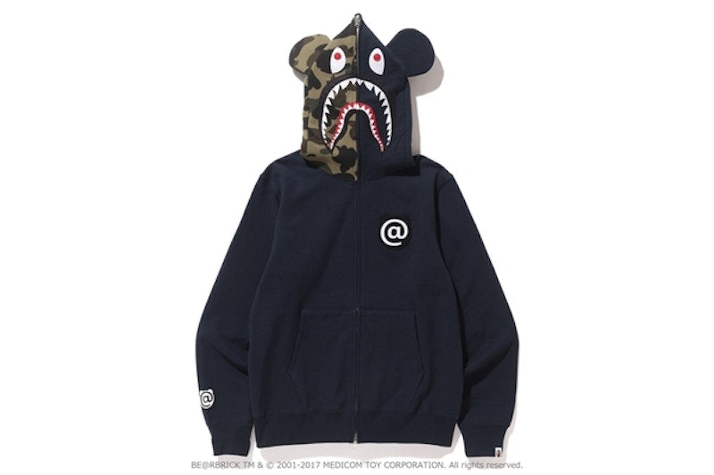 BAPE Medicom Toyshark Bear Full Zip Hoodie Navy