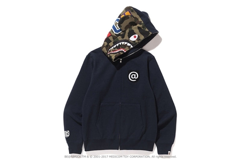 BAPE Medicom Toyshark Bear Full Zip Hoodie Navy