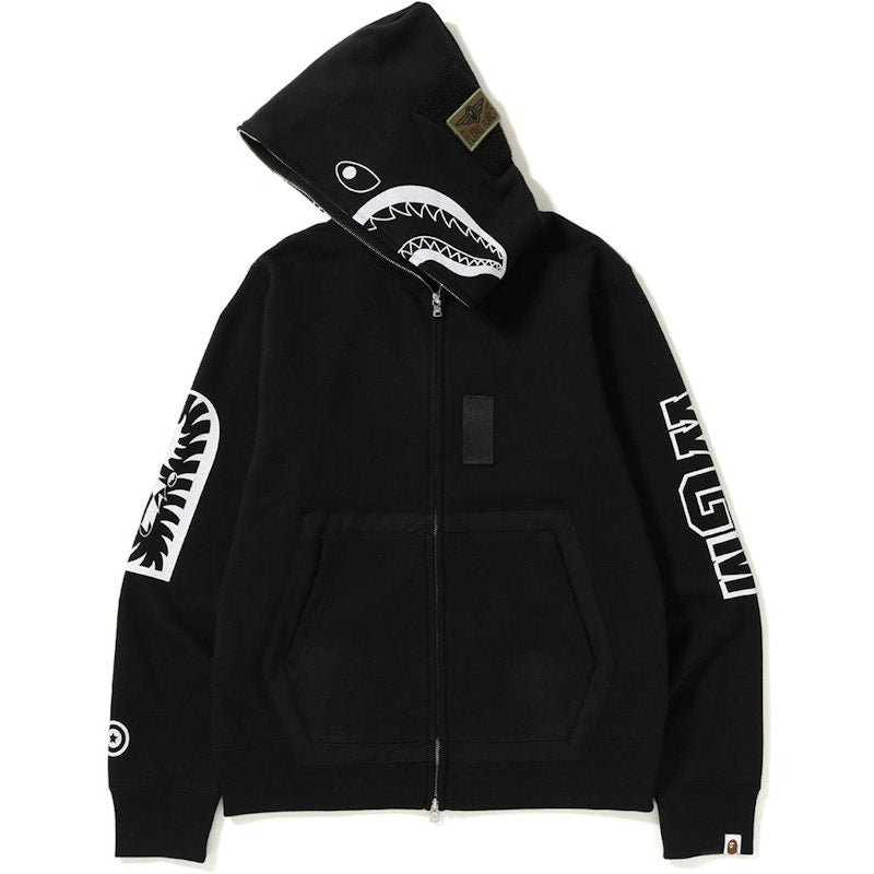 BAPE Military Shark Full Zip Hoodie Black