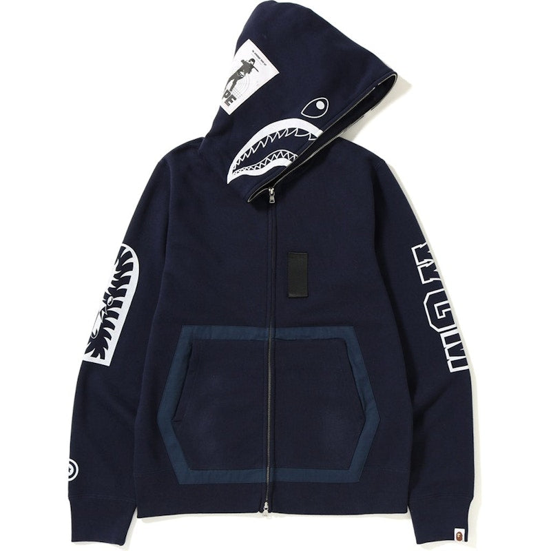 BAPE Military Shark Full Zip Hoodie Navy