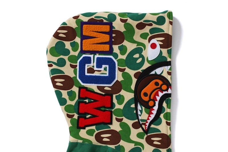 BAPE Milo Camo Milo Shark Full Zip Hoodie Green