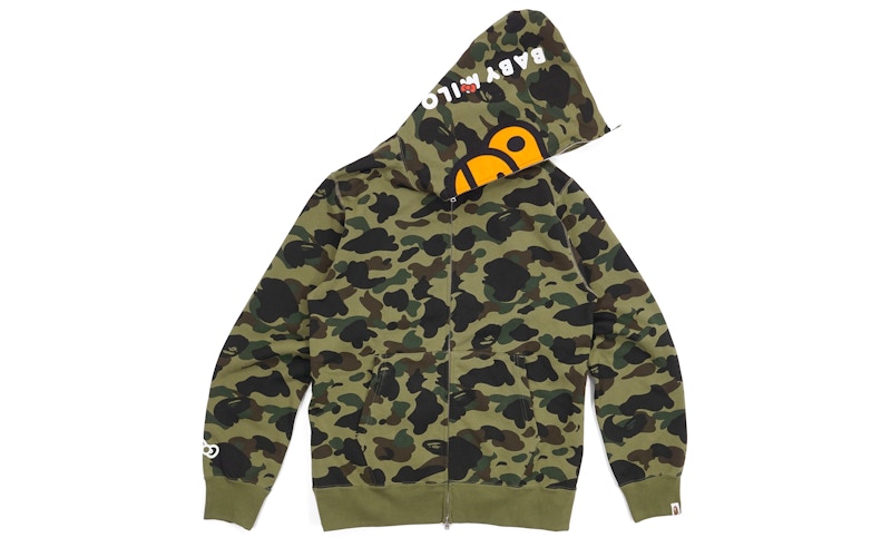 BAPE Sanrio Milo Hello Kitty Split Face 1st Camo Full Zip Hoodie Green