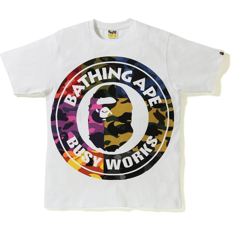 BAPE Mix Camo Big Busy Works Tee White