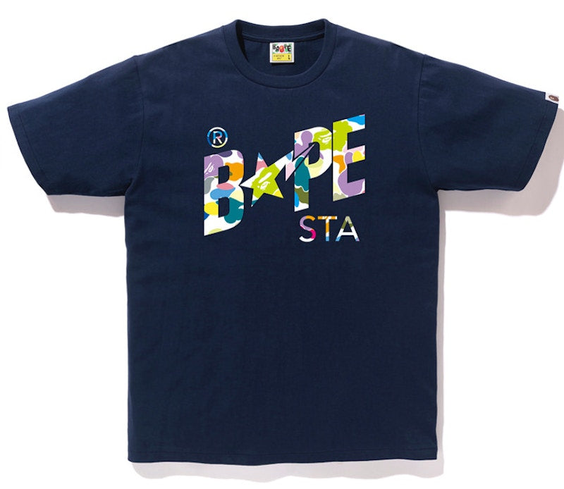 BAPE Multi Camo Bapesta Tee Navy