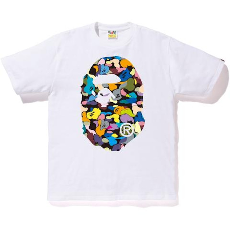 BAPE Multi Camo Big Ape Head Tee White/Black
