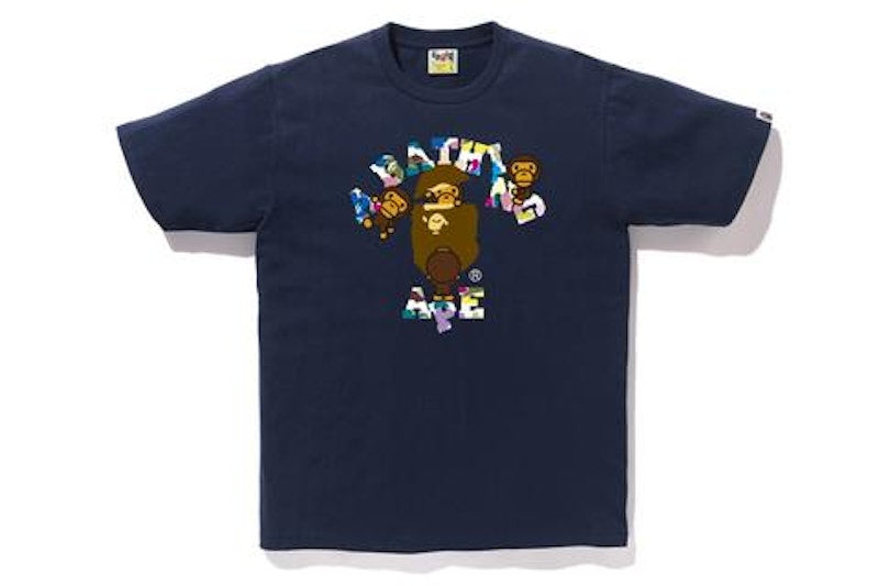 BAPE Multi Camo College Milo Tee Navy