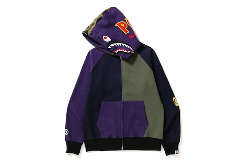 BAPE Multi Shark Full Zip Hoodie Purple/Gray