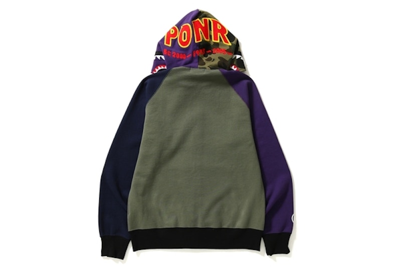 BAPE Multi Shark Full Zip Hoodie Purple/Gray
