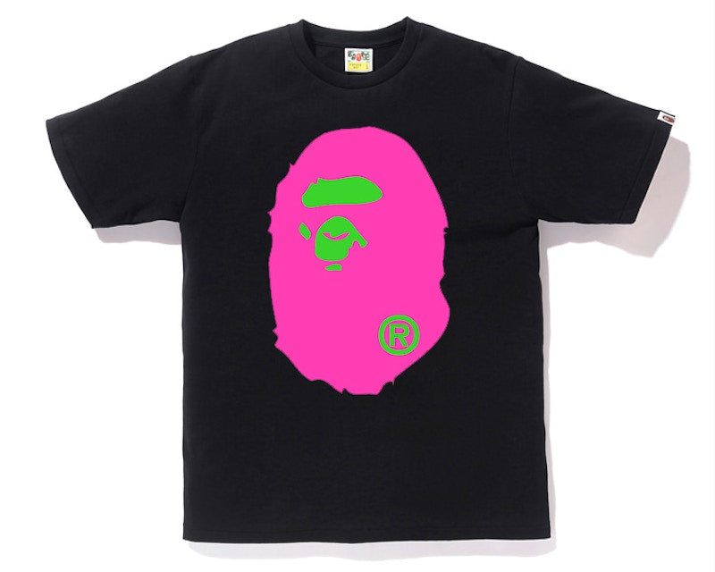 BAPE Neon Big Ape Head Tee Black/Pink