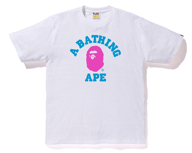 BAPE Neon College Tee White/Pink