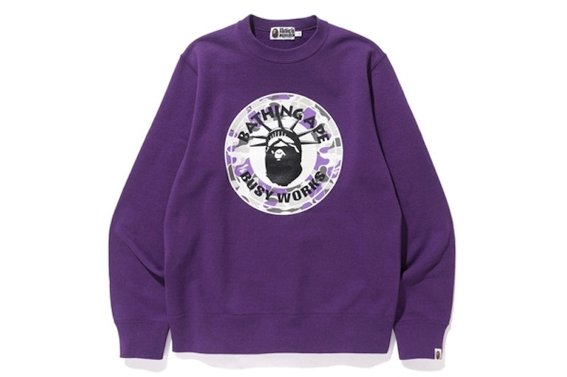 BAPE Nyc Ny Camo Busy Works Crewneck Purple
