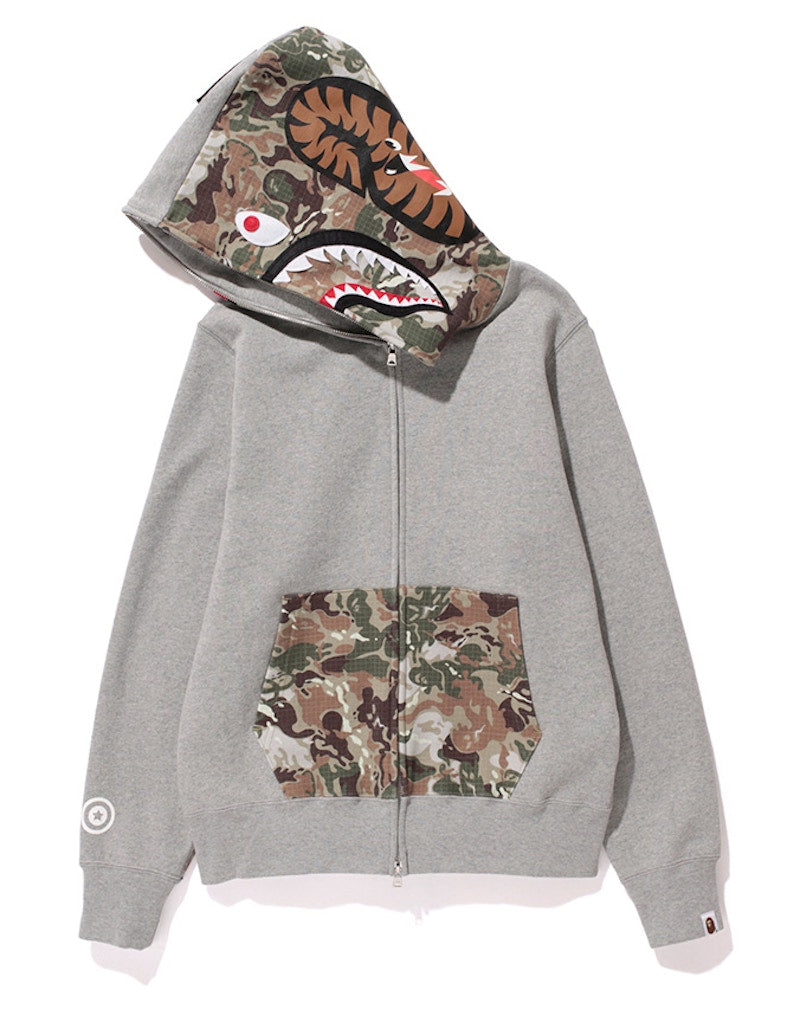 BAPE Octopus Tailor Camo NW20 Full Zip Shark Hoodie Grey/Brown