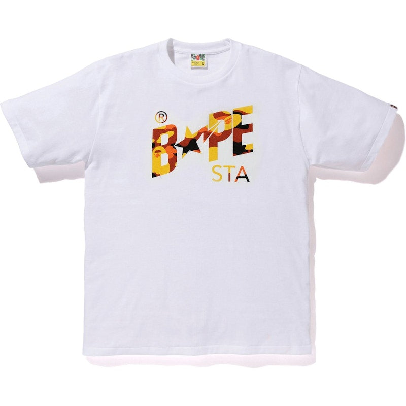 BAPE Pigment 1st Camo Bapesta Tee White/Orange