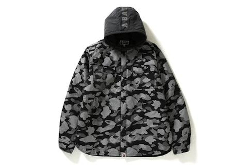 BAPE Reflection Camo Hoodie Shirt Jacket Black