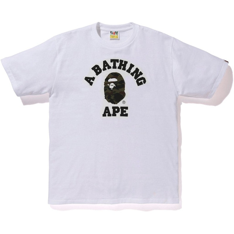 BAPE Reflector 1st Camo College Tee White/Green