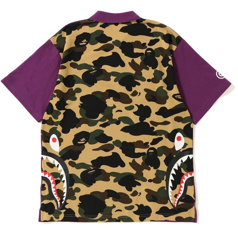 BAPE Relax Silhouette Side Shark Polo Purple/Yellow