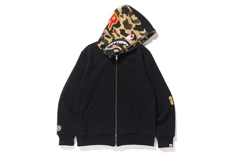 BAPE Reversible Shark Full Zip Hoodie Black/Yellow Camo