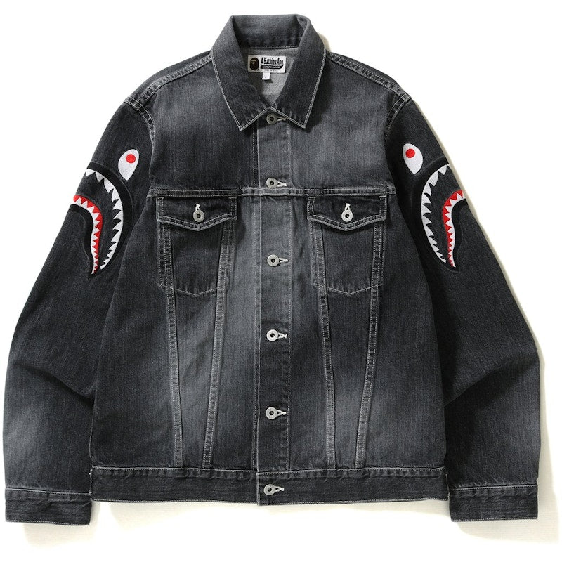 BAPE Shark Embroidery Denim Jacket Jacket Black