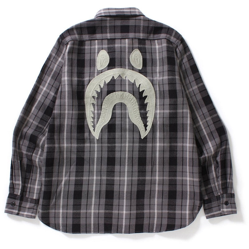 BAPE Shark Flannel Check Shirt Shirt Black