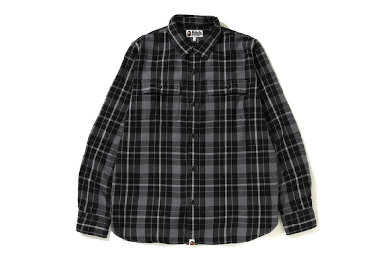 BAPE Shark Flannel Check Shirt (FW18) Black