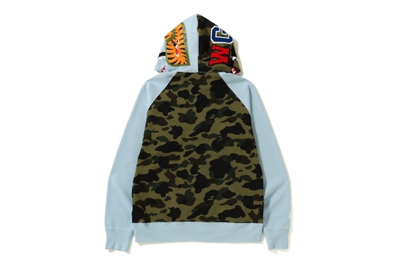BAPE Shark Wide Half Zip Pullover Hoodie Sax