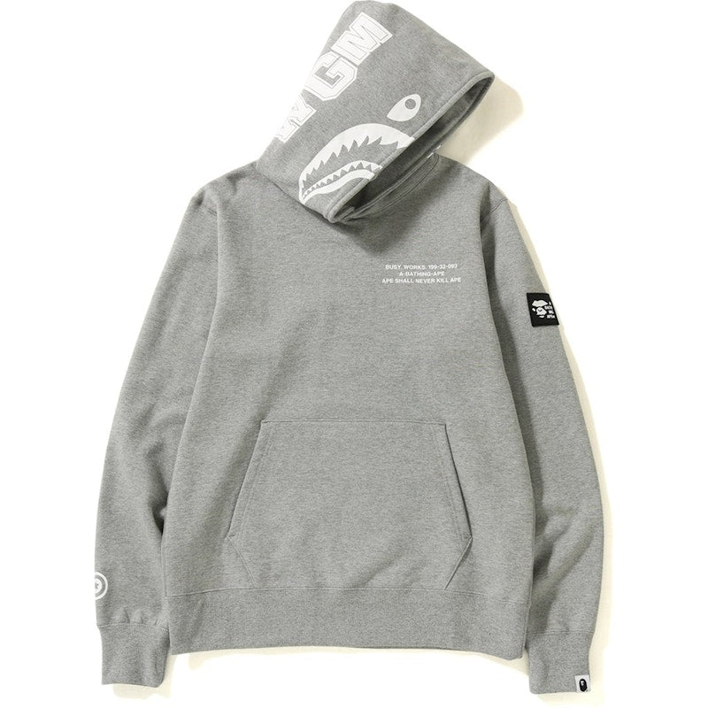 BAPE Shark Wide Pullover Hoodie Grey