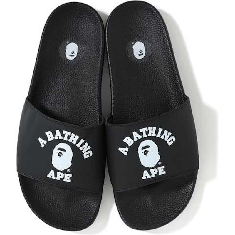 A Bathing Ape Bape Slide SS19 College Logo Black