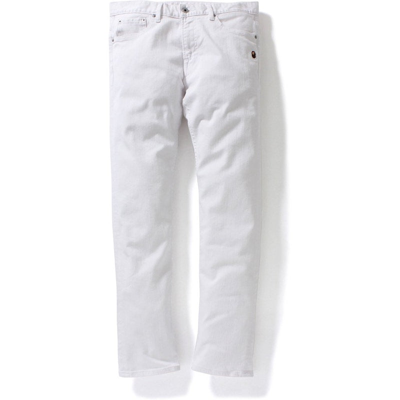 BAPE Slim Color Stretch Pants Pants White