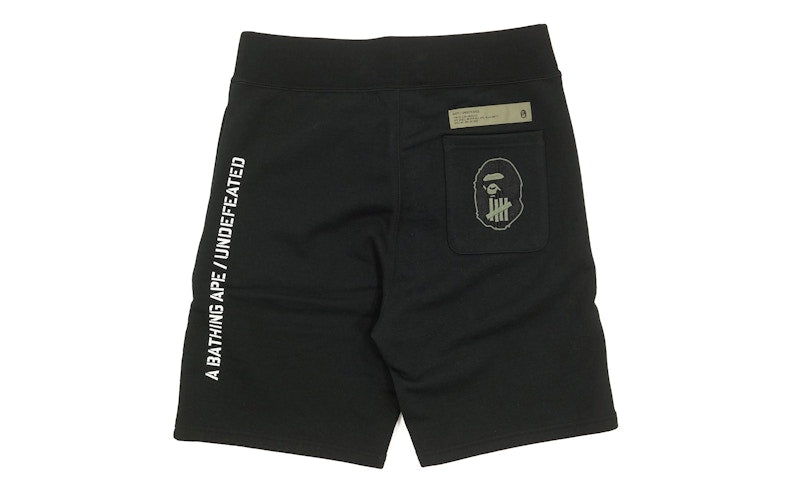BAPE Solid Apehead Strike Logo Shark Sweatshorts Black