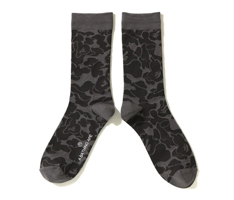 BAPE Solid Camo Jacquard Socks Gray
