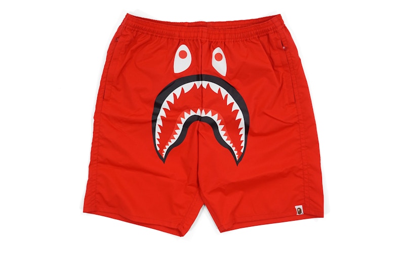 BAPE Solid Shark Beach Shorts Red